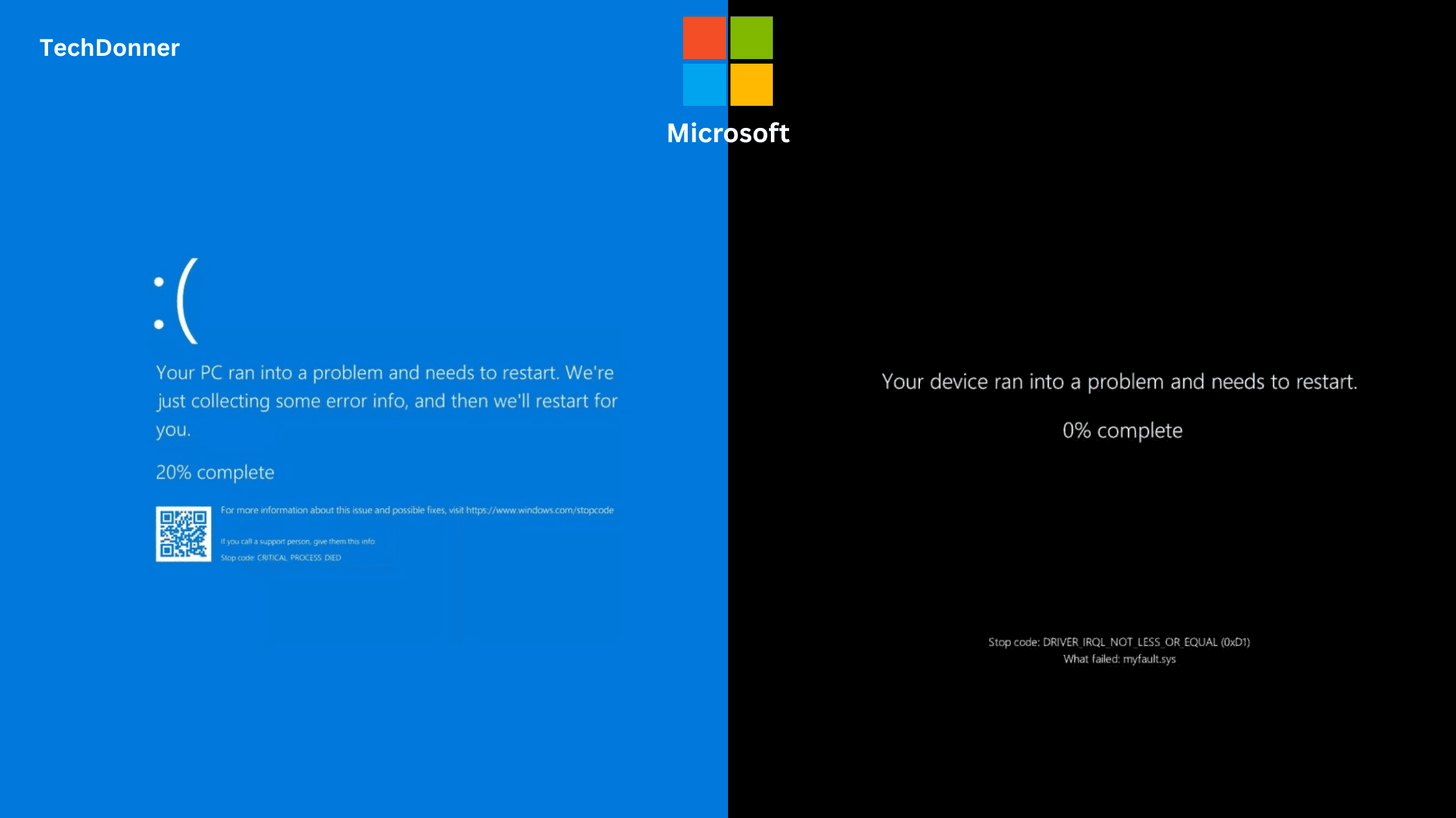 Microsoft blue screen of desth to black screen of death.