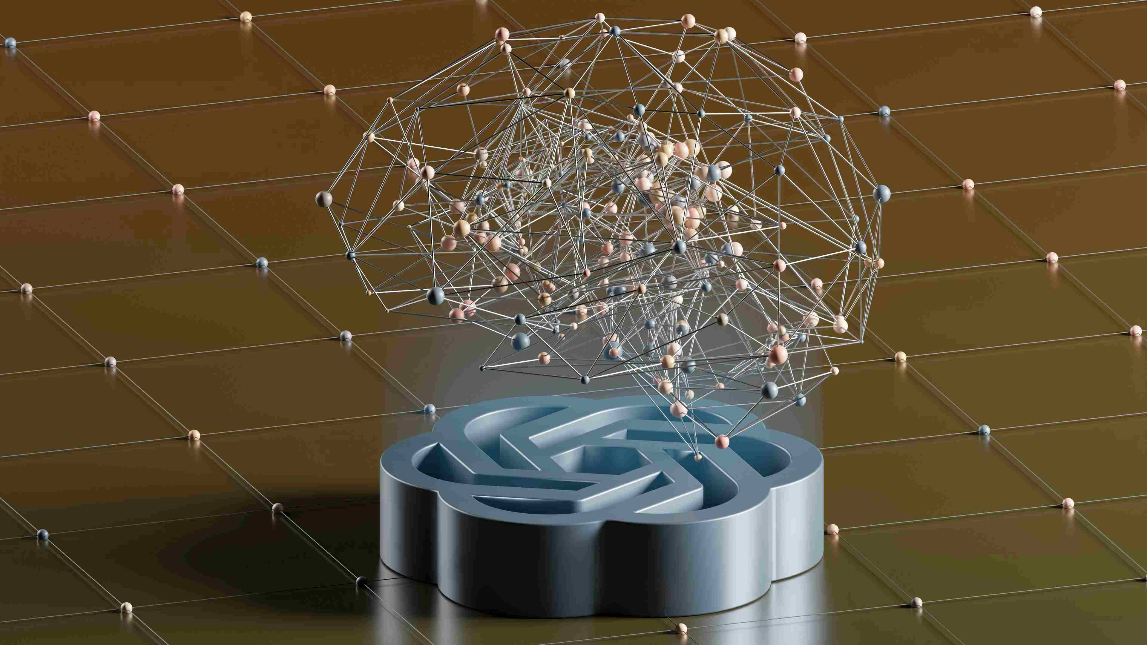 AI Powered A 3d design of a brain over ChatGPT logo