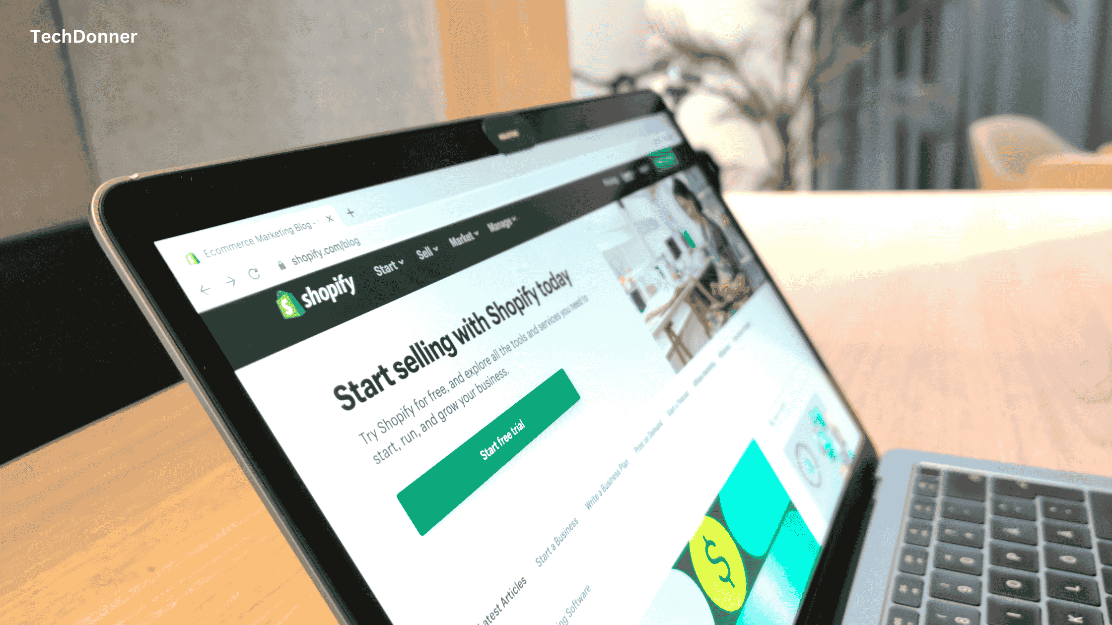 Shopify website on laptop