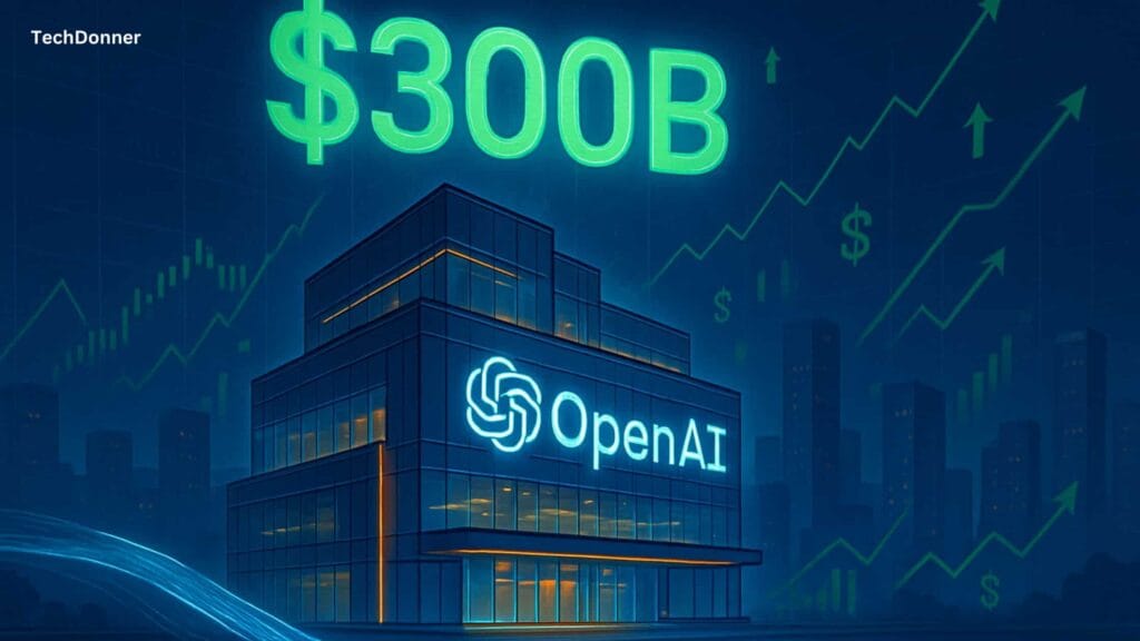 illustration of openai building with 300B valuation